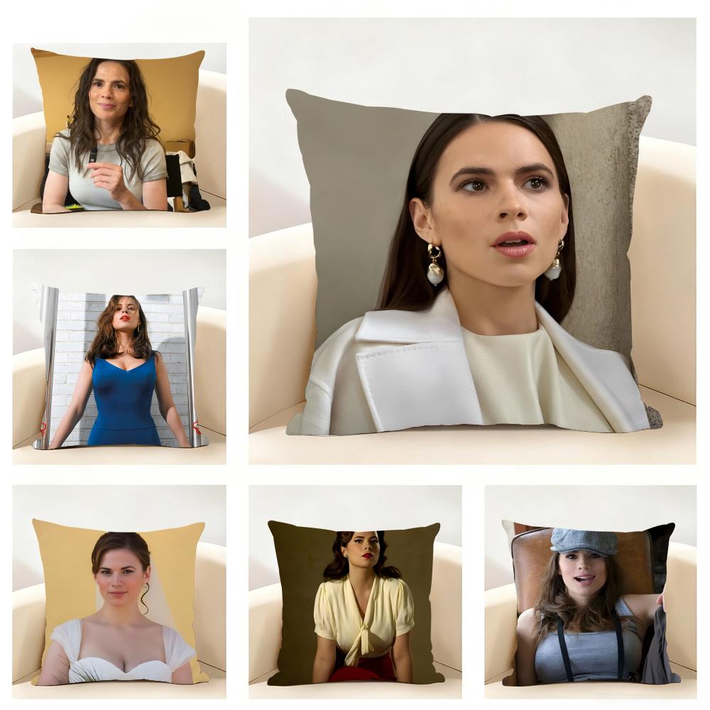 HHayley Atwell Cushion Cover Linen Pillowcase Soft for Sofa Bed Home Room Decor
