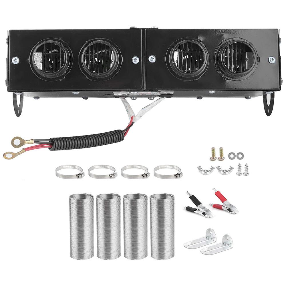 

Металевий автомобільний обігрівач салону з чотирма отворами для розморожування вікон, видалення запотівання, вентилятор для обігріву автомобіля 12V