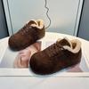 Inner Heightening Retro Big Head Shoes Women's Winter New Lamb Wool Piled Thickened Warm Bread Cotton Shoes