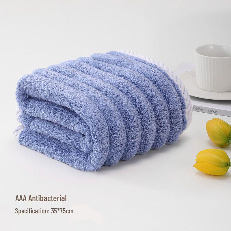 

Банное полотенце из кораллового флиса в полоску - Толстое, мягкое, впитывающее, не оставляет ворсинок 35x75cm