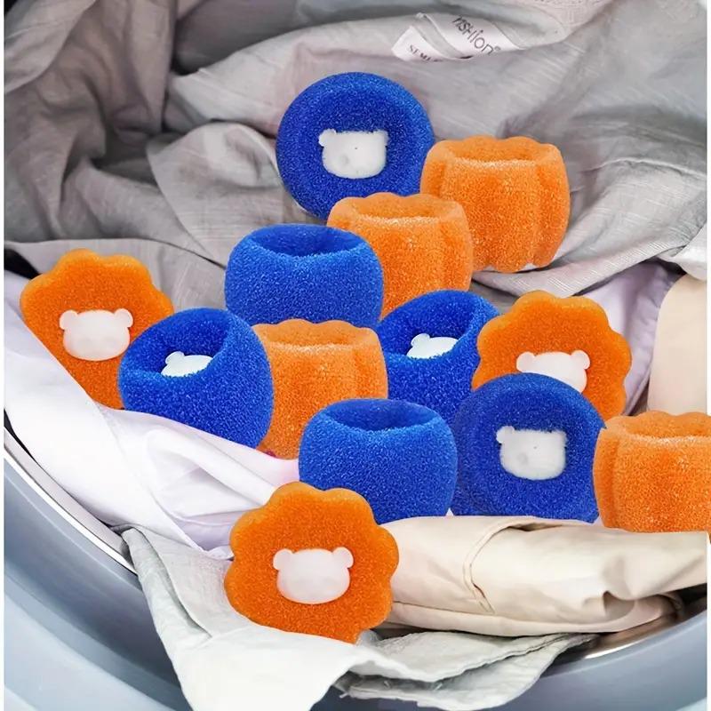 Laundry Hair Removal Sponge Ball - Anti-tangle, Stain Removal, Cartoon Design. Thin: 1 Blue (Unpackaged)