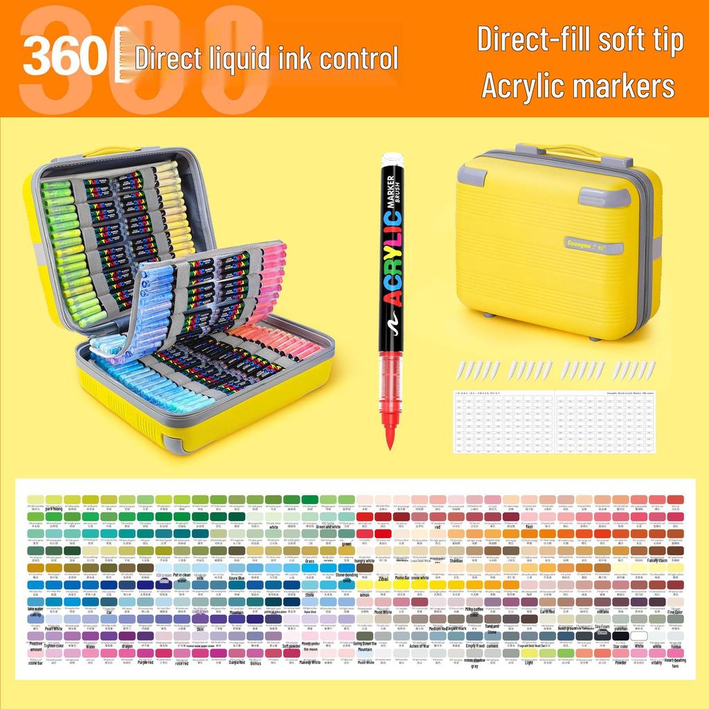 Guangna 8101 Liquid Soft Tip Acrylic Marker - 288 Colors for DIY Graffiti and Body Painting