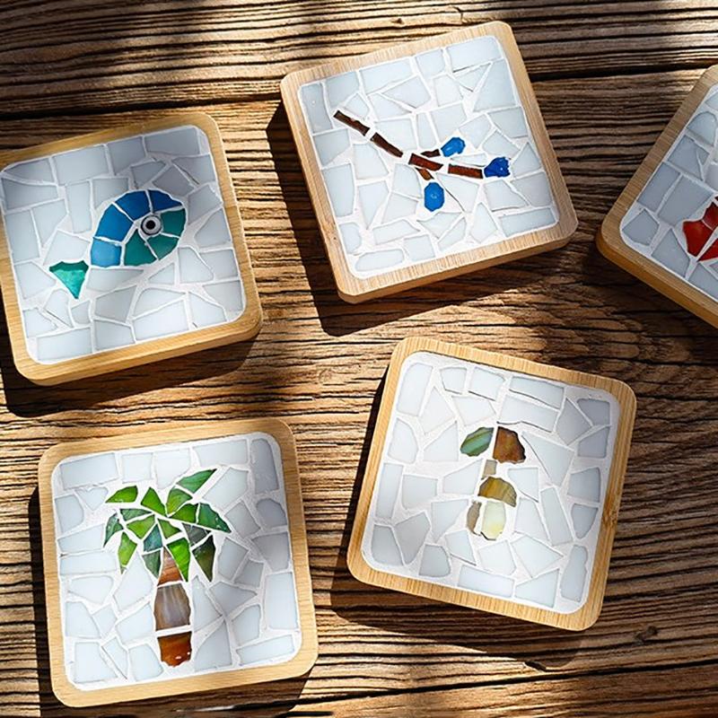 Handmade Diy Mosaic Cup Mat Bottom Bamboo Pad Early Education Free Creation Handicraft Toys