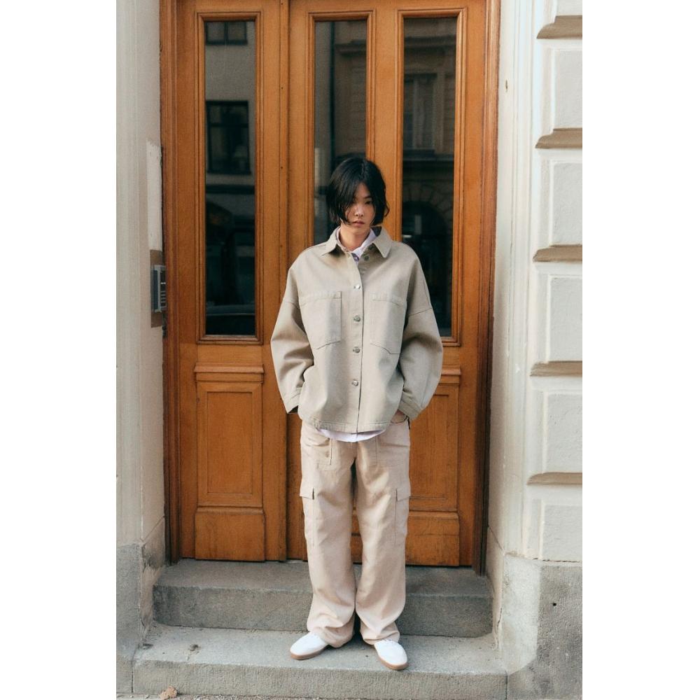 

Куртка-рубашка свободного кроя HM бежевая