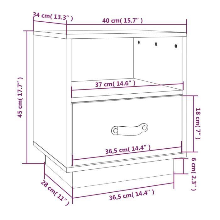 VidaXL Table de chevet Marron miel 40x34x45 cm Bois de pin massif818301