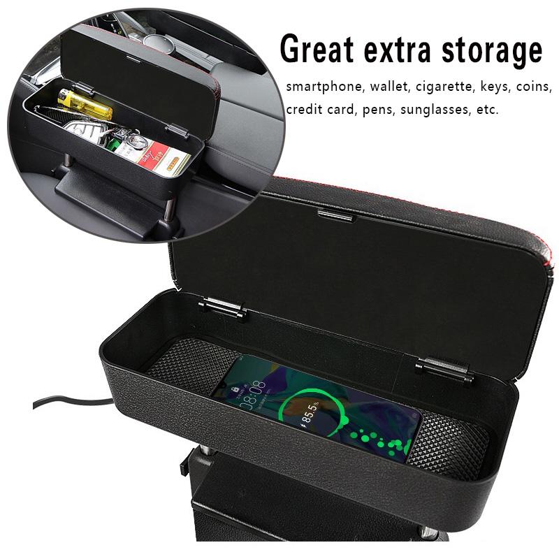Universal Car Armrest Box Adjustable Elbow Support Auto Center Console Auto Seat Gap Organizer with Wireless