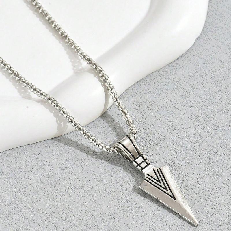 1pc Punk Style Arrow Shaped Pendant Necklace, Birthday Gift For Boyfriend, Suitable For Daily Wear