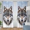 2pc Wolf print curtains   polyester fabric   machine washable   suitable for bedroom and living room decoration