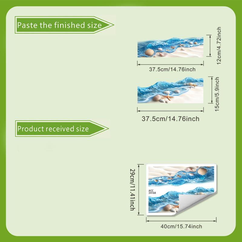 Ocean Wave Toilet Sticker Bathroom Realistic Beach Floor Decal Waterproof Anti-Slip Removable Bathtub Seashore Decoration