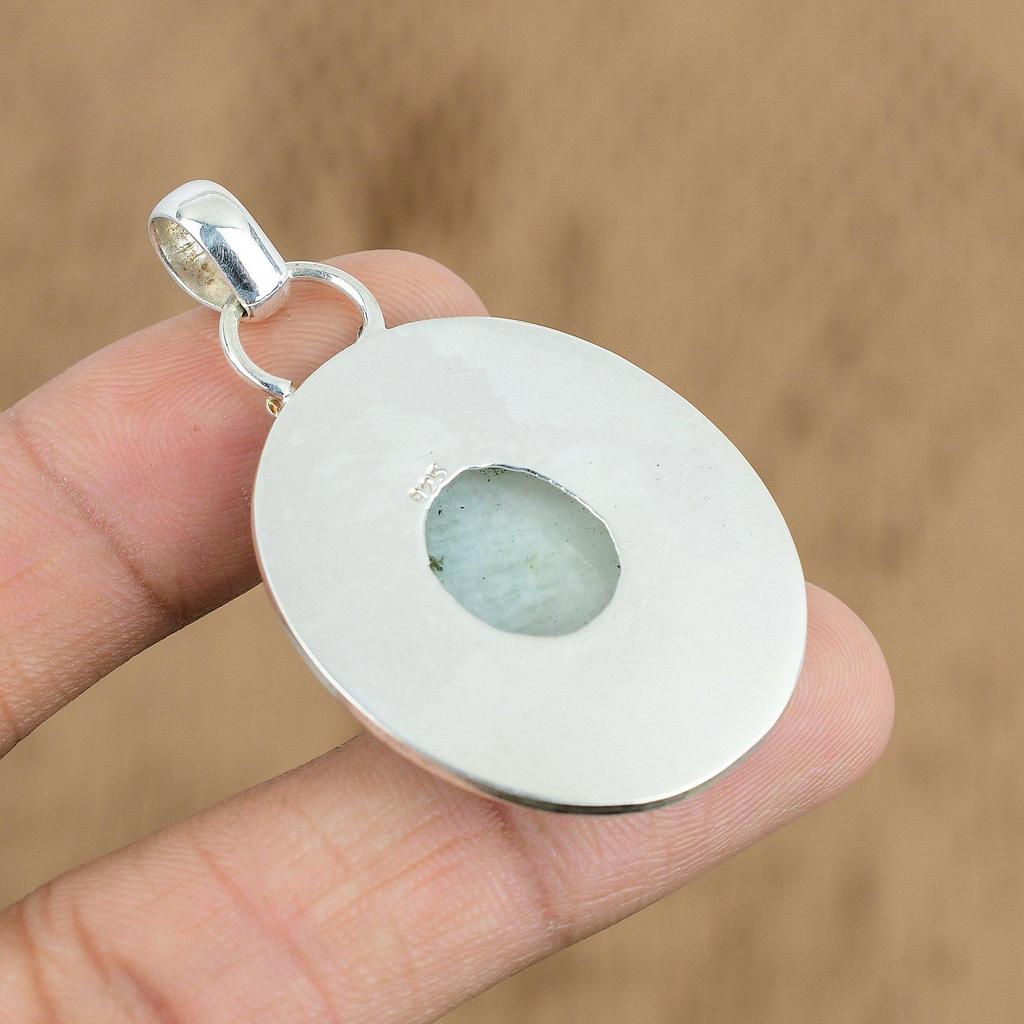 Frauentagsangebot 925 Silber Ovaler Amazonit Edelstein Herzchakra Geburtstagsanhänger