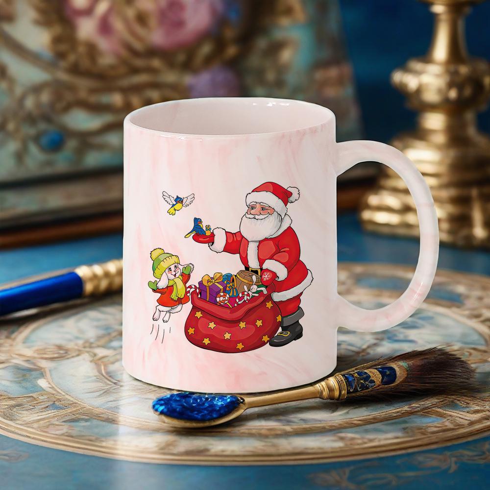 

Cute Santa Themed Water Mug Cartoon Reindeer Coffee Mug Christmas Colors Drinkware for Cola Beer Milk Cozy Gift for Xmas Tea Cup 330ml