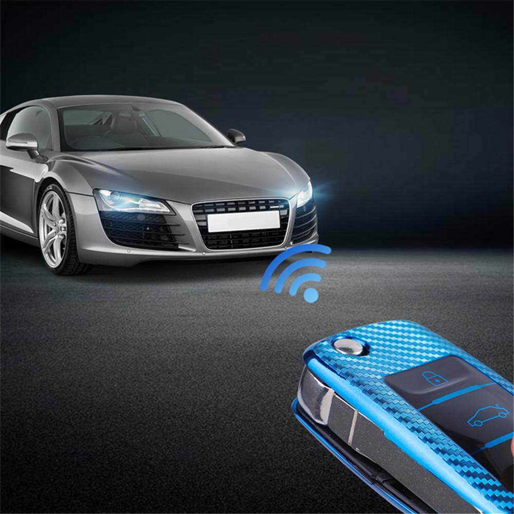 Carbon Fiber Car Key Cover Case Keychain For Vw Volkswagen Polo Golf Passat Beetle Caddy T5 Up Eos Tiguan Jetta Skoda Octavia A5