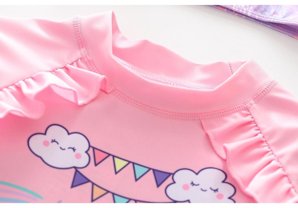 New Girls' Long Sleeve Two-Piece Swimsuit for Toddlers and Kids with CPC Certification