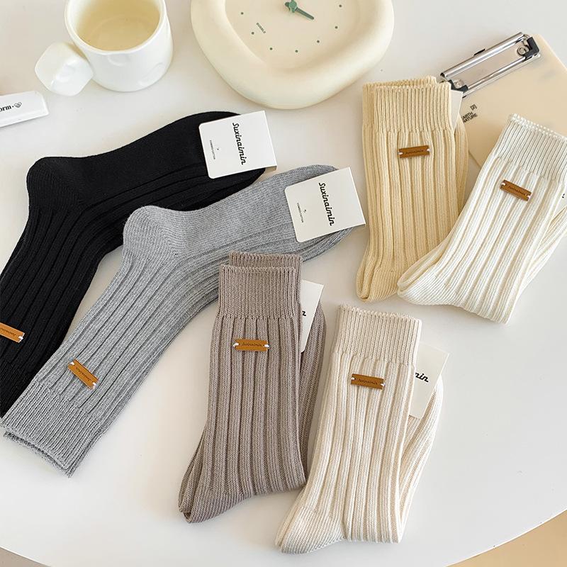 5 Pairs of Female Spring and Autumn New Style Small College Wind Pipe Pile Socks