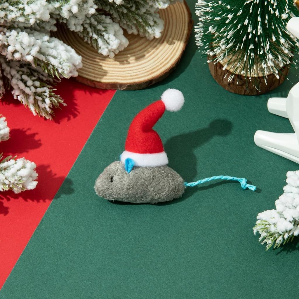 Christmas Style Plush Mouse Grinding Toy, Pet Self Fun Toy, Wear-resistant, Bite Resistant, Easy To Clean, Training Interactive Toy