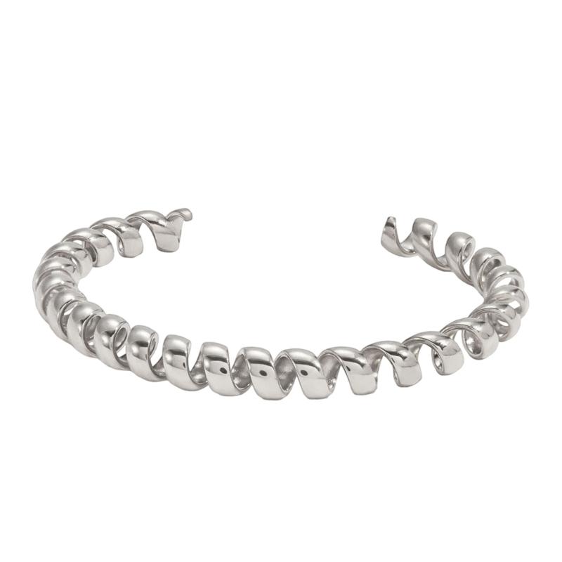 

Adjustable Open Cuff Bangle Spring Coiled Design Stainless Steel Wristlet Women’s Bracelet Fashion Jewelry Gift