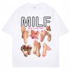 2026 Summer Mens Fun Letter Foot Print Round Neck Tshirt Neutral Soft Casual Street 100 Pure Cotton Short Sleeved Shirt