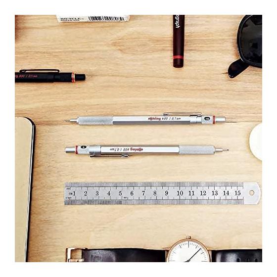 Rotring 600 Mechanical Pencil, 0.5mm, Silver, All-Metal Body, Drafting Compatible