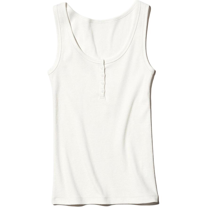 Uniqlo Simple Henry Neck Comfortable Stretch Ribbed Vest Women Tops 487120-00
