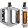 Bicycle Flat Pedals with Reflectors, 9/16-inch Aluminum, Silver (KO-1020)