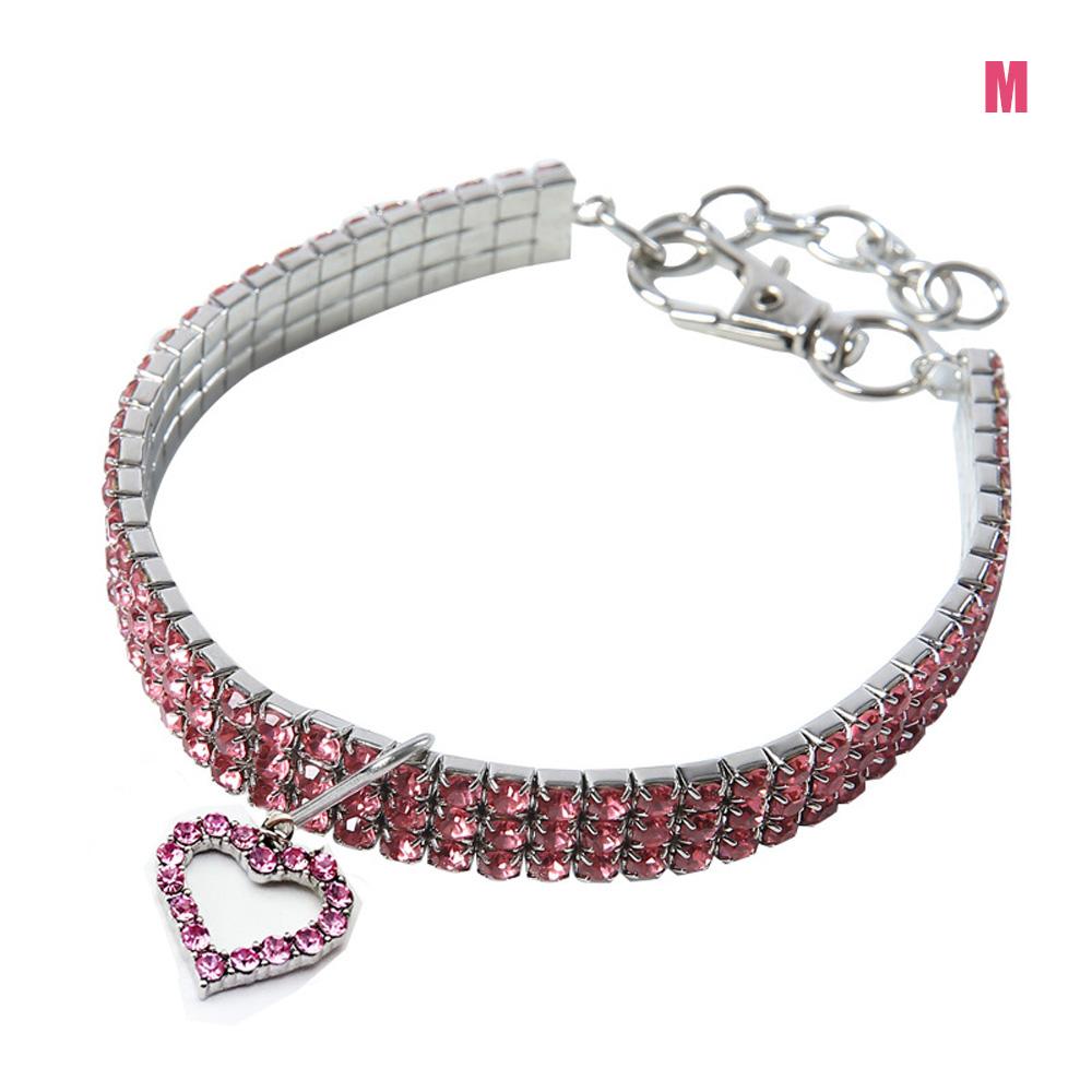 Bling  Pendant Heart Shaped Crystal Necklace Pet Supplies Dog Accessories Pet Collar