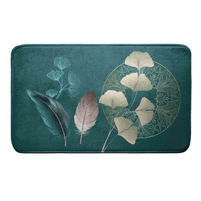 Tapis de bain microfibre ginko blue