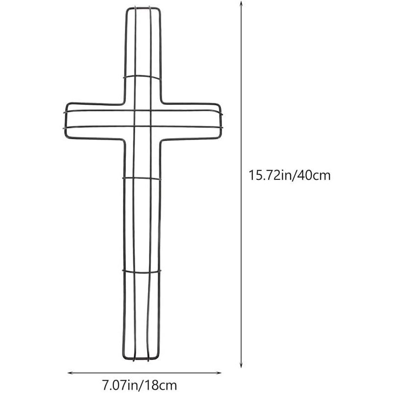 2Pcs Cross Wreath Metal Wire Cross Shaped Wreath Form for DIY Floral Decor Christmas and Religious Celebrations Home Wreath Making Supplies