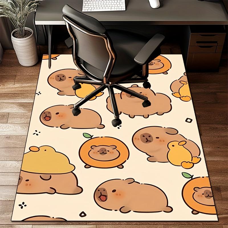 Cute Capybara Printed Area Rug - Crystal Velvet, Non-Slip Mat for Bedroom, Living Room, or Office Chair - Playful Design with Adorable Capyb