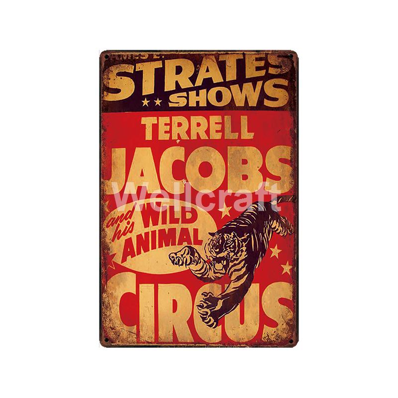 [ WellCraft ] Circus Lion Elephant Tiger Clown Horse Metal Sign Vintage Painting Decor  LT-1899
