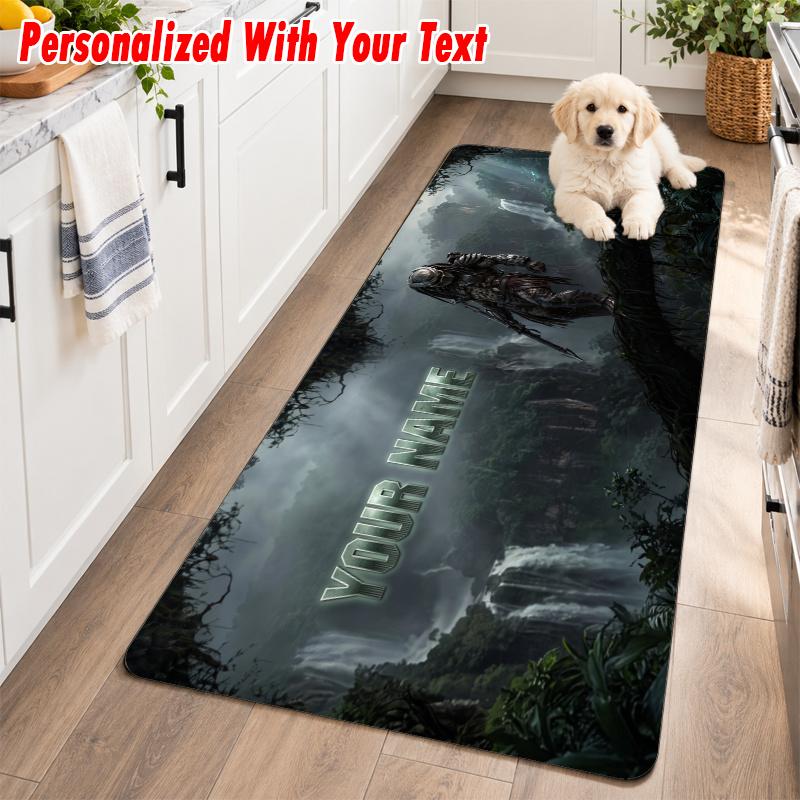 Predator Custom Text Flannel Floor Rug Soft Kitchen Mat Personalized Non Slip Carpet