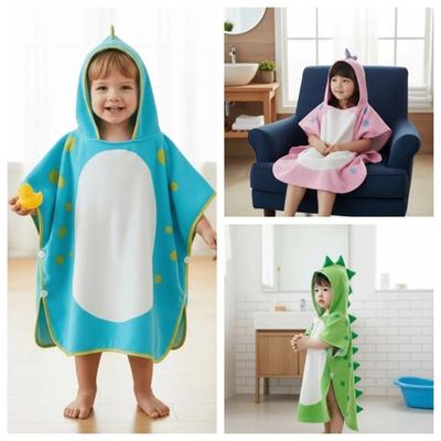 Single Layer Kids Bath Towel Cartoon Shower Cloak Girls Hooded Bathrobe Soft Swim Towel Children Dinosaur Bathrobe Bath