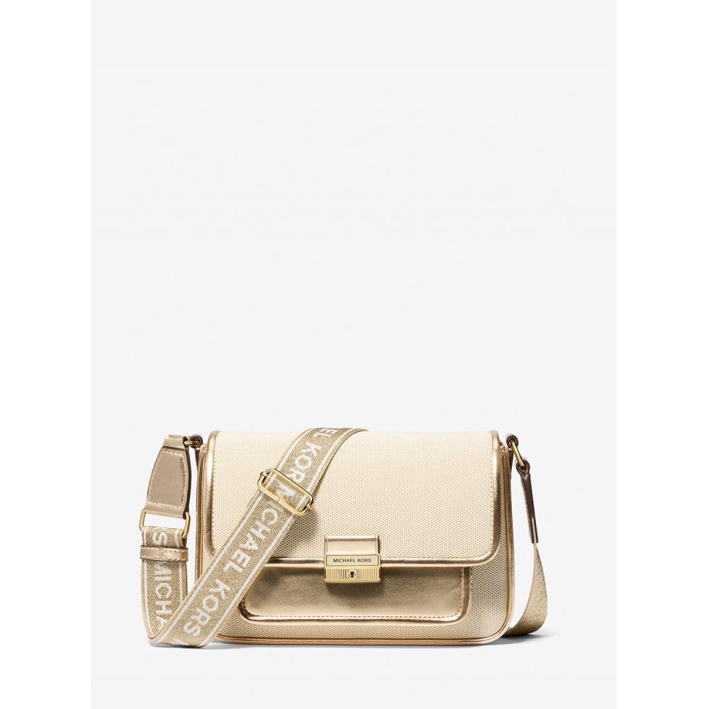 

Michael Kors Bradshaw Canvas Metallic Crossbody Medium 35s5g2bm6c705 Pale Gold F