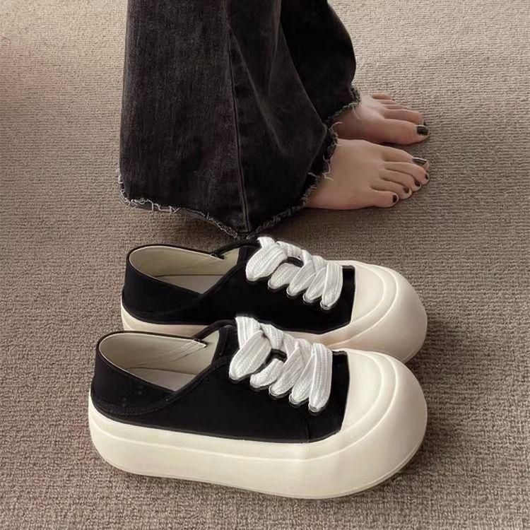 Canvas Women's Shoes Two Wear One Pedal Lazy Shoes Casual Little White Shoes Children Big Head Bread Shoes