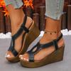 Wedge Sandals for Women Summer 2025 Comfortable Non Slip Beach Shoes Woman PU Leather Platform Roman Sandalias Mujer