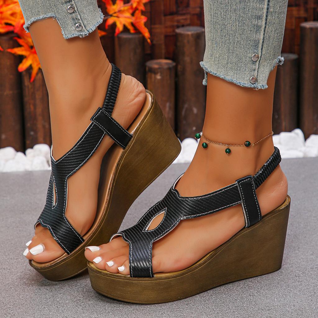 Wedge Sandals for Women Summer 2025 Comfortable Non Slip Beach Shoes Woman PU Leather Platform Roman Sandalias Mujer