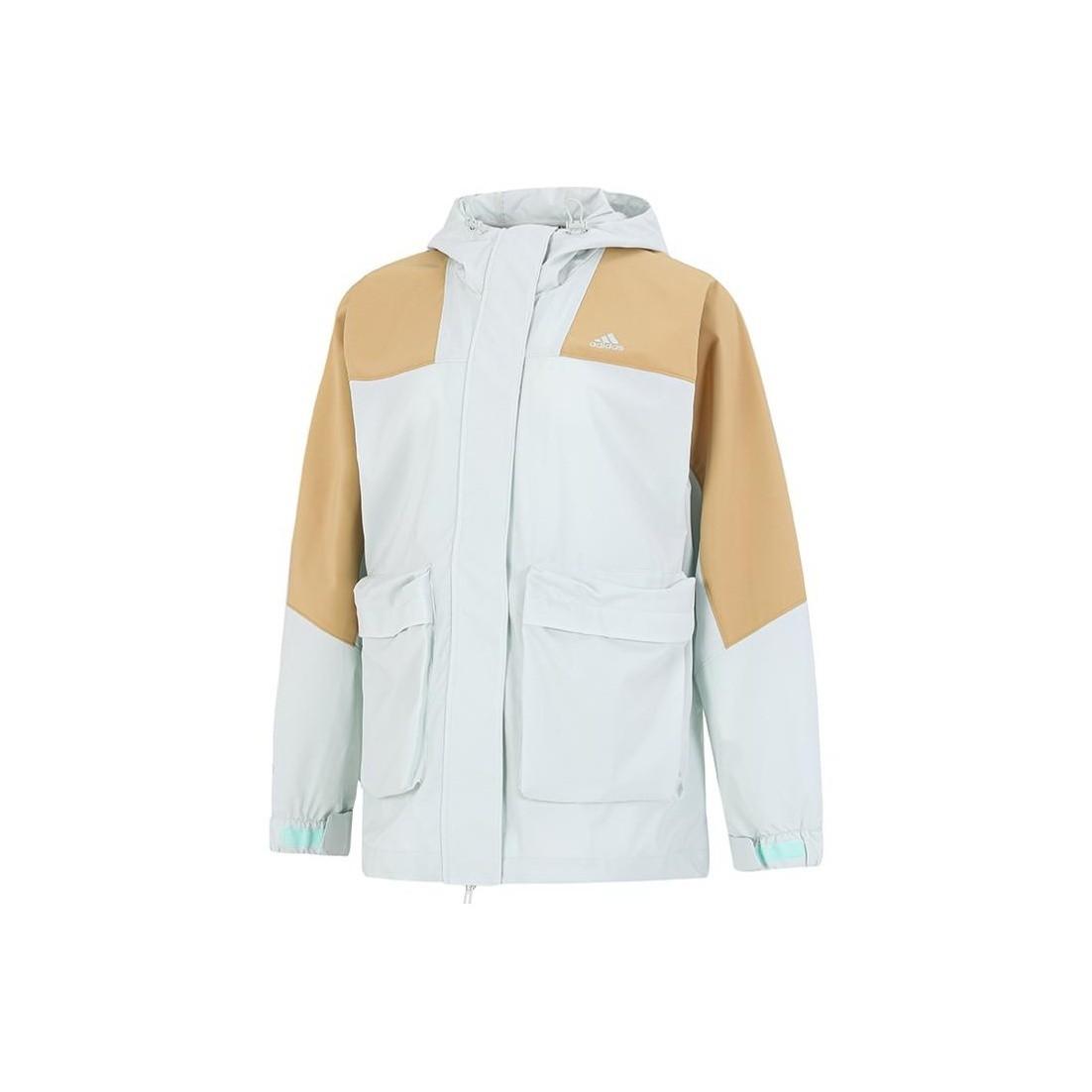 adidas FW22 Logo Print Zip-Up Hoodie Jacket Women Colorblock L