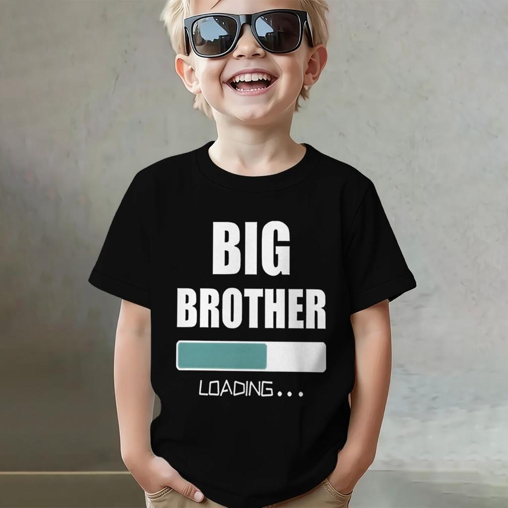 Big Brother Loading Tshirt Kids Short Sleeve Fashion Casual Top New Sibling Gift Big Brother Kids Clothes Cotton Tops