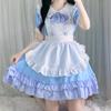 Dress Cosplay Anime Costume, Soft Girl, Cute, Blue and White Maid Outfit