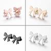Stainless Steel Simple Bow Stud Earrings - Popular Korean Ear Jewelry for Women