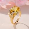Unique Female Yellow Oval Round Zircon Stone Ring Dainty Gold Color Wedding  For Women