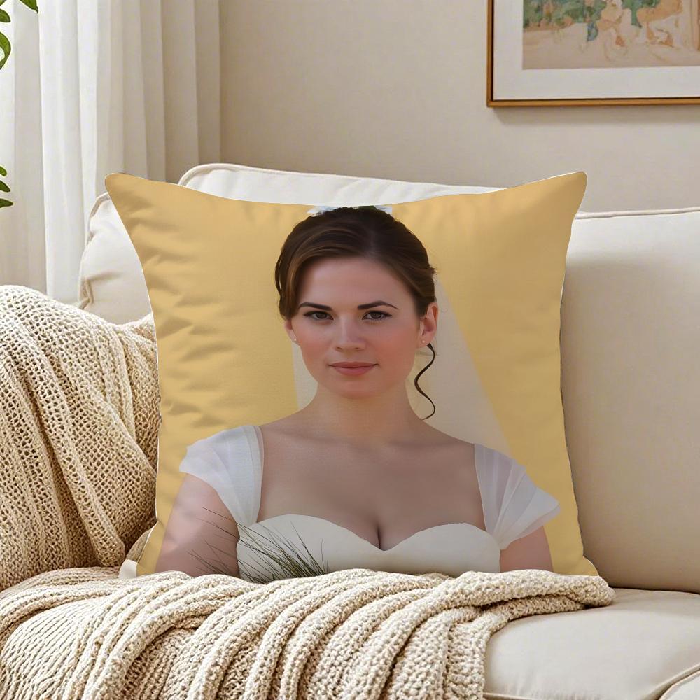 HHayley Atwell Cushion Cover Linen Pillowcase Soft for Sofa Bed Home Room Decor