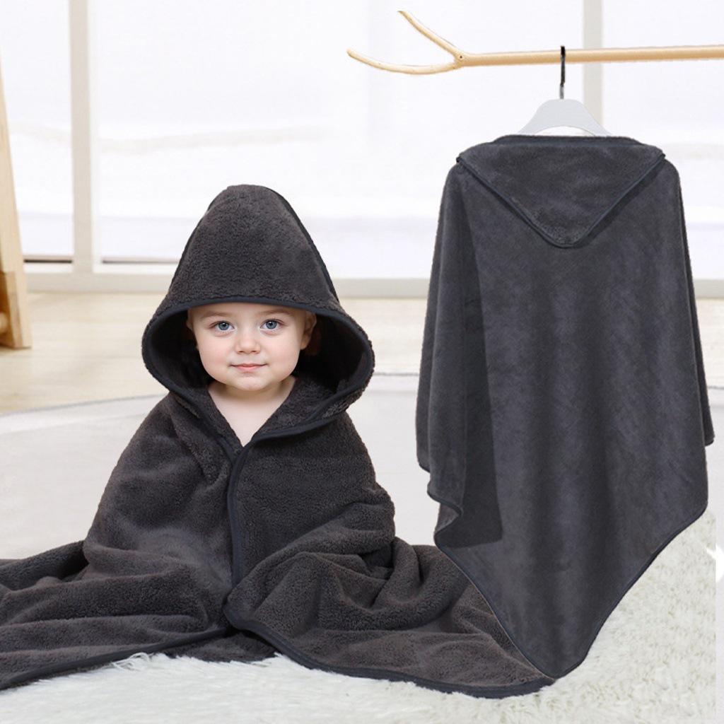 

Soft Coral Fleece Baby Swaddle Blanket with Hooded Cape and Embroidery 80x80