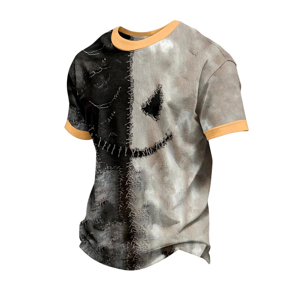 Herren T-Shirt mit kurzen Ärmeln und Halloween-Print Lässiges Mode-Oberteil