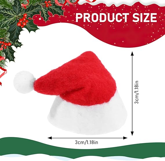 100-pack Mini Jul Tomte Flaskhattar, Lollipophattar, Jul Lollipop Godis Omslag Hatt, Godistoppar Jullov Pa