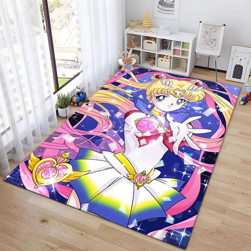 Cute cartoon theme Sailor Moon Tsukino Usagi cartoon rug Multifunctional household anti-slip decorative door mat, outdoor floor mat, and carpet Y14