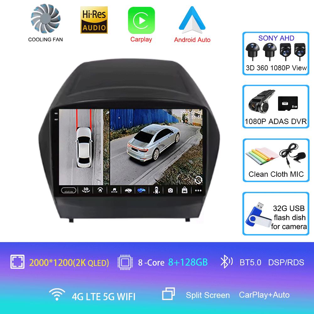For HYUNDAI TUCSON IX35 2012 2013 2014 2015 8Core 4G WIFI Android 14 Car Multimedia Stereo Car DVD Player Navigation GPS Radio