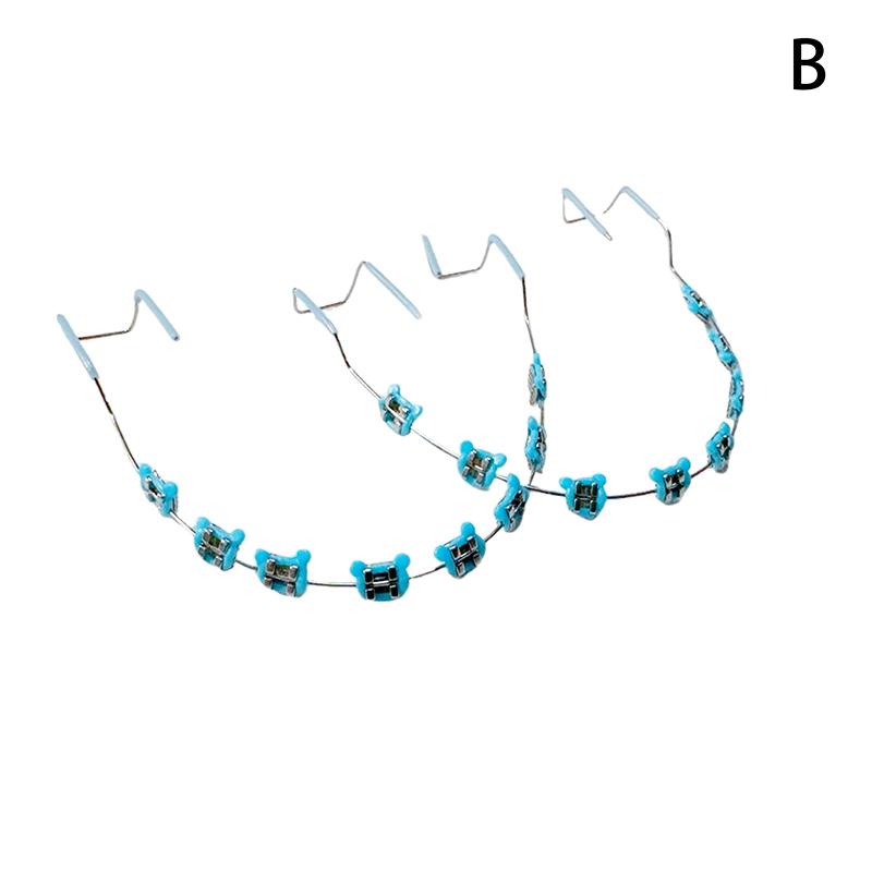 1Pair Cartoon Fake Braces Colorful Brackets For Teeth Temporary Metal Wires Metal Bracket Orthodontic Ligature Ties Dental Tool