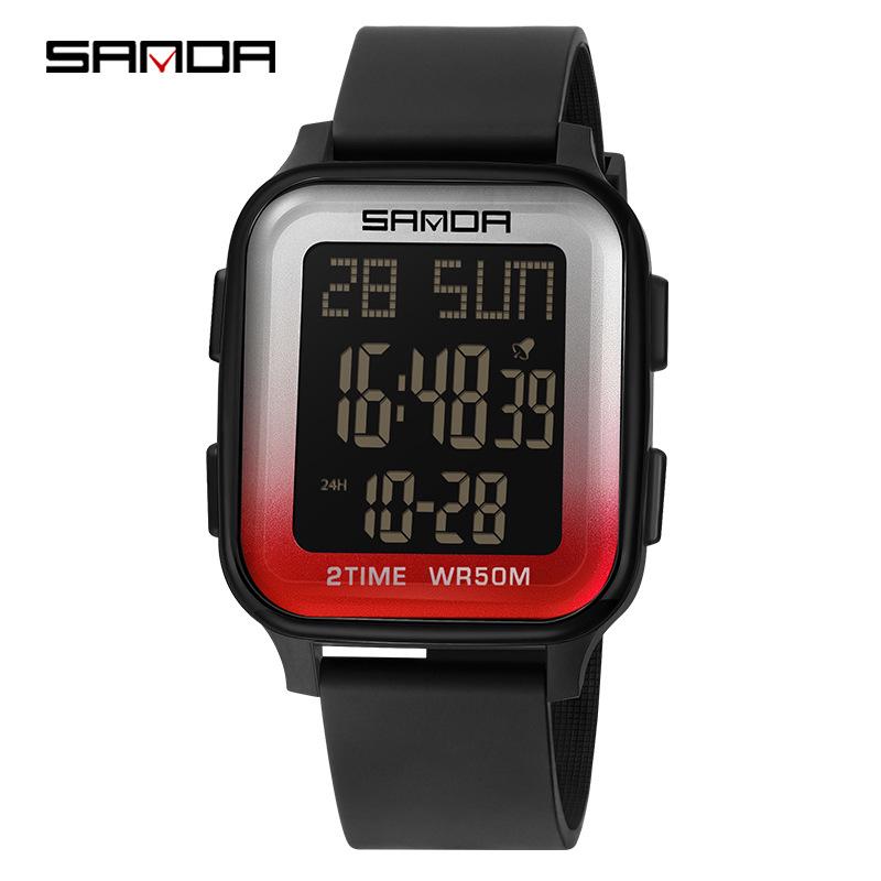 Sanda Men's Multifunctional Square Sport Chronograph Waterproof Watch 