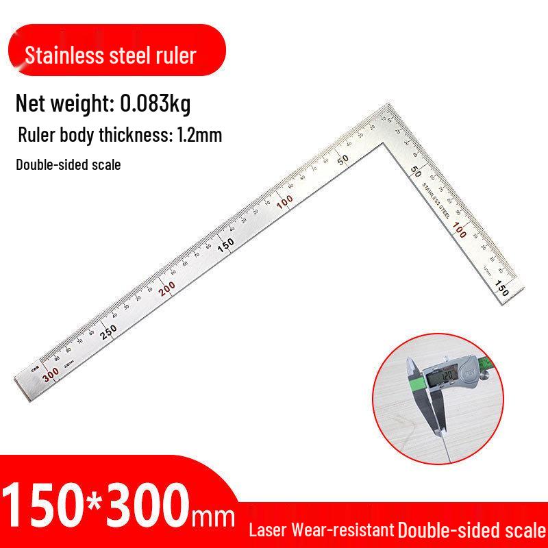 Stainless Steel Thickened 90° Corner Woodworking Ruler (300/500mm)