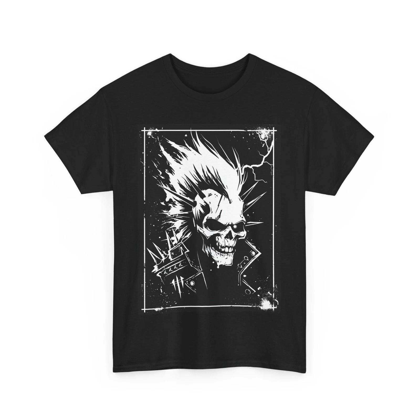 SKULL PUNK GRUNGE TEE Tshirt GIFT MEN WOMEN SHIRT ROCK MOHAWK METALLICA BIKER L